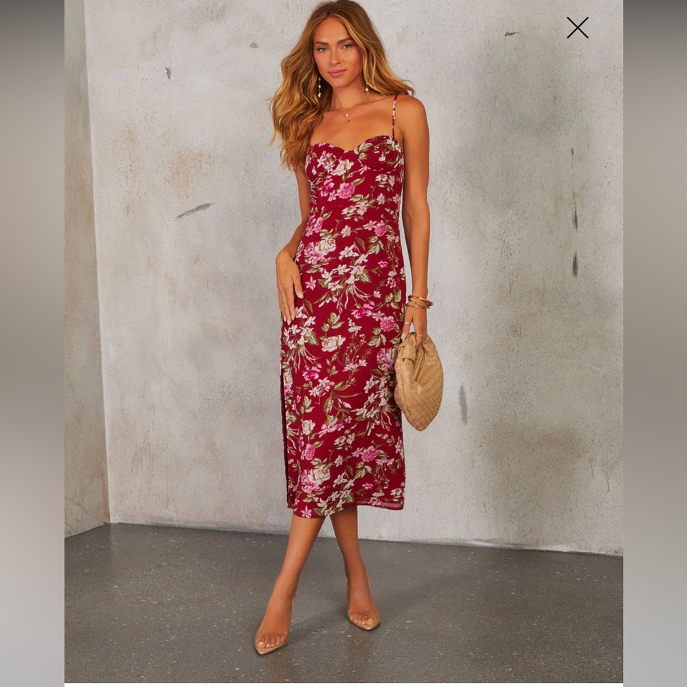 Floral Midi Skirt in Red